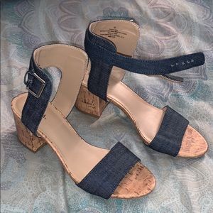 2 inch heels, denim straps